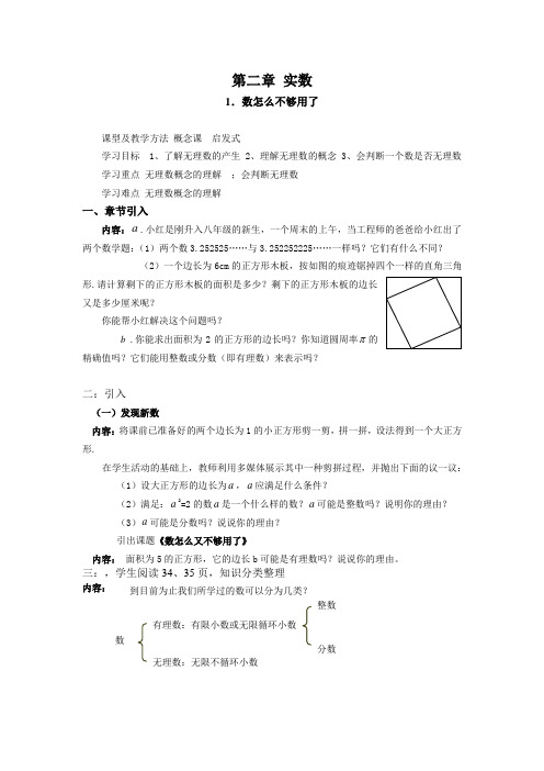 北师大版八年级数学上册第二章《实数》学案