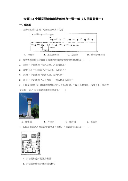 1.1中国早期政治制度的特点一课一练(人民版必修一)