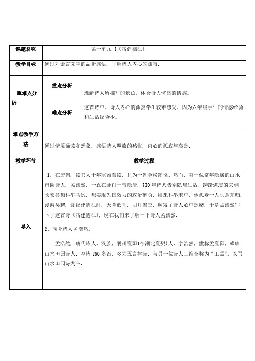 (部编版)六年级上册语文教案-3宿建德江