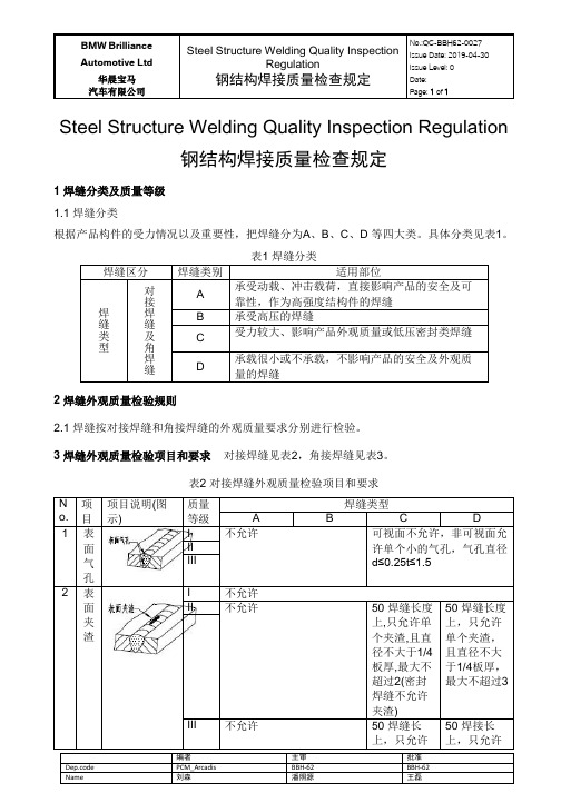 钢结构焊接质量检查要求