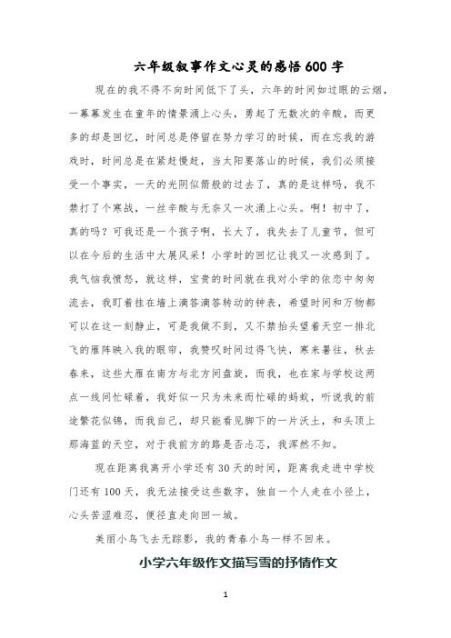 六年级叙事作文心灵的感悟600字