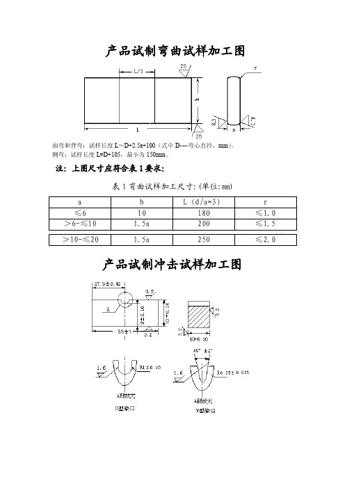 产品试制拉伸、弯曲、冲击试样图