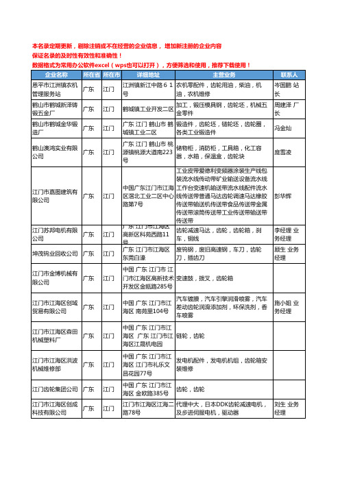 2020新版广东省江门齿轮工商企业公司名录名单黄页大全59家