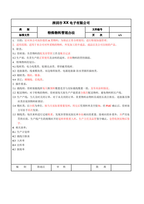 特殊物料管理办法