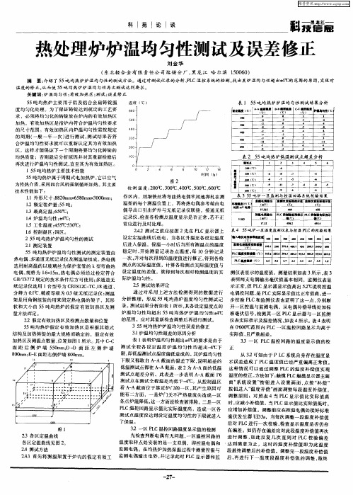 热处理炉炉温均匀性测试及误差修正