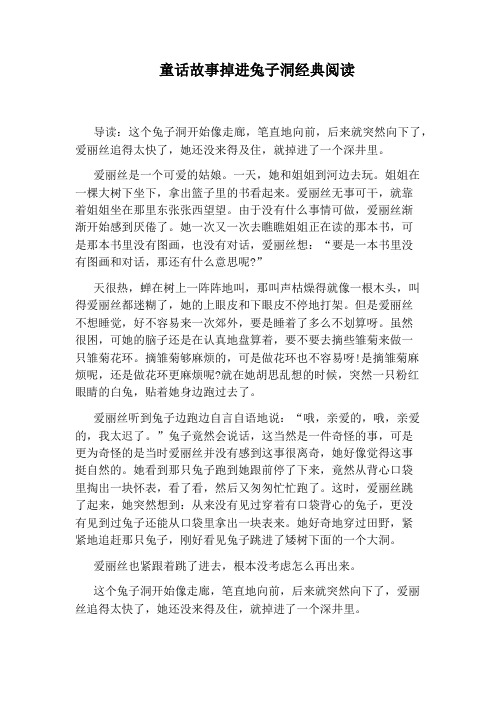 童话故事掉进兔子洞经典阅读