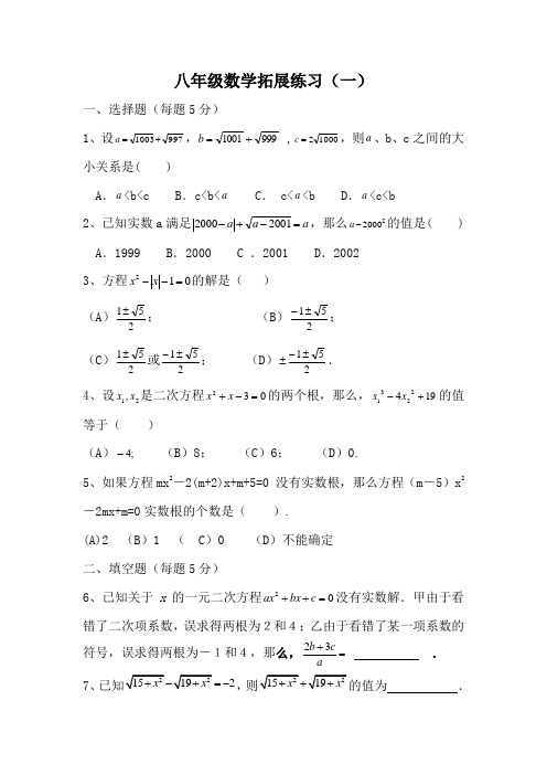 八年级数学拓展练习(一)