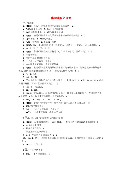 山西省中考化学 第13讲 化学式和化合价习题