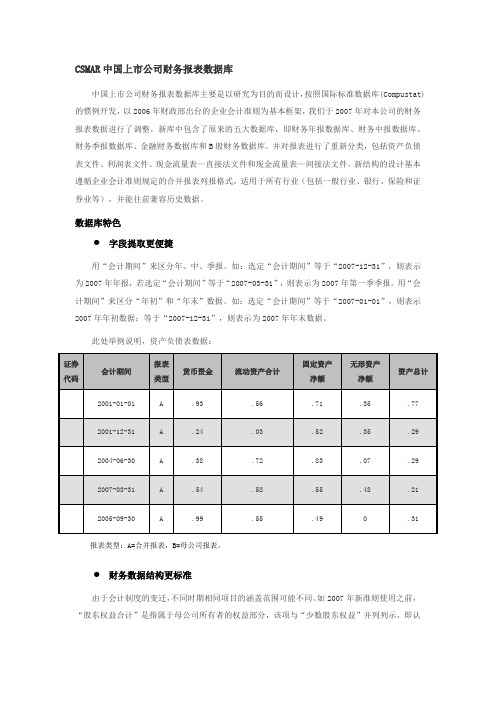 CSMAR中国上市公司财务报表数据库