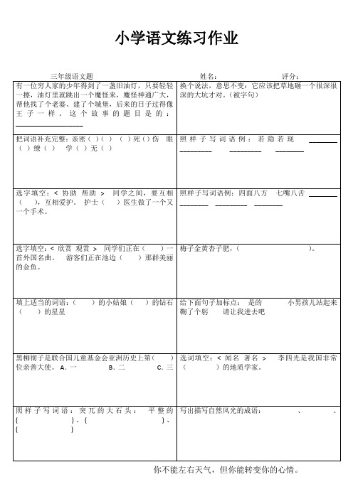 小学三年级语文精作细练 (10)