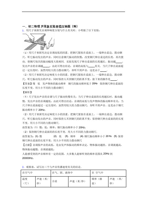 【精选】北师大版八年级物理上册 声现象实验单元测试卷(解析版)