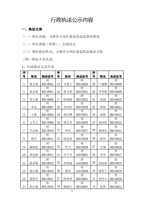 行政执法公示内容