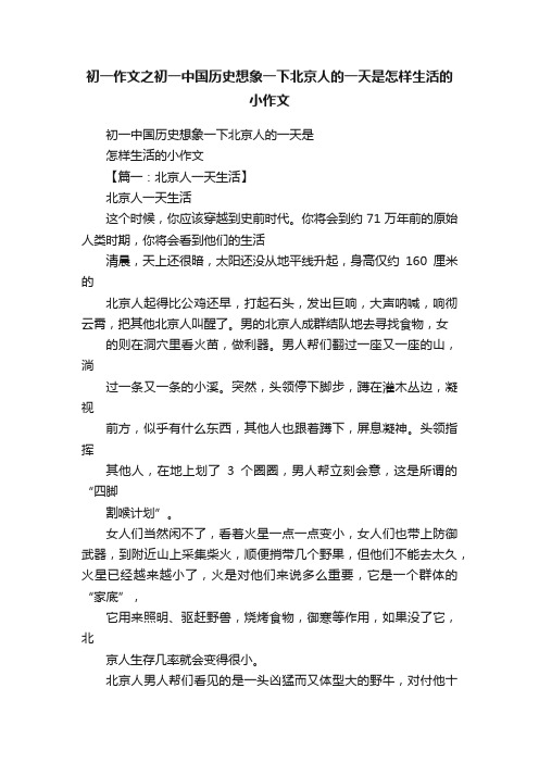 初一作文之初一中国历史想象一下北京人的一天是怎样生活的小作文