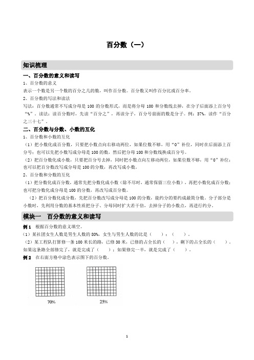 新苏教版六年级上册数学-百分数知识题型归纳总结