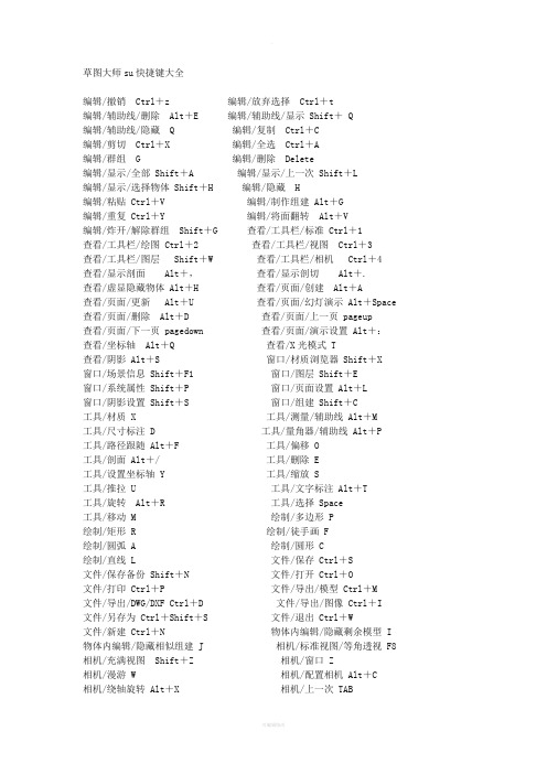 草图大师su快捷键大全