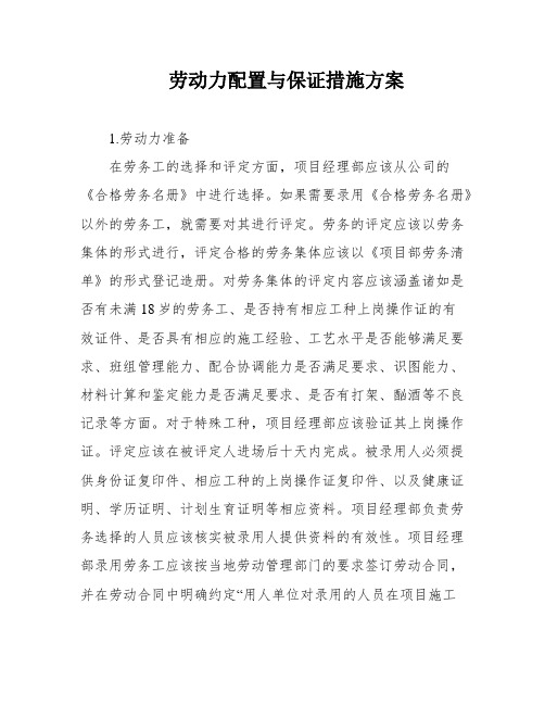 劳动力配置与保证措施方案