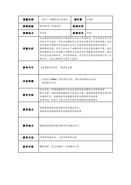 16.实验六 细菌的革兰氏染色