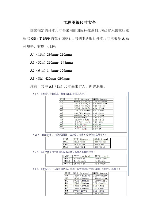 工程图纸尺寸大全