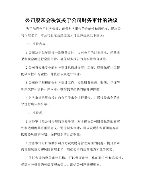 公司股东会决议关于公司财务审计的决议