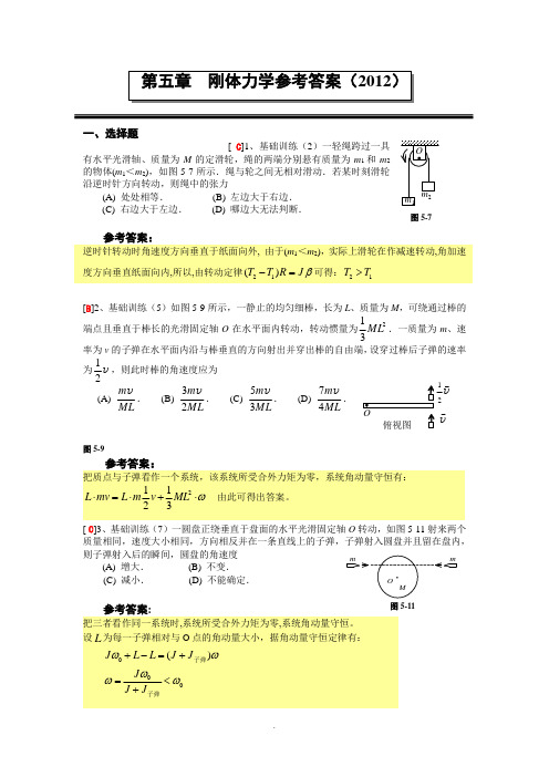 上海理工大学-大学物理-第五章-刚体力学答案