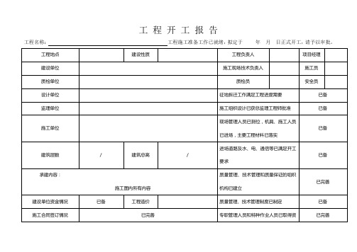 工程开工报告