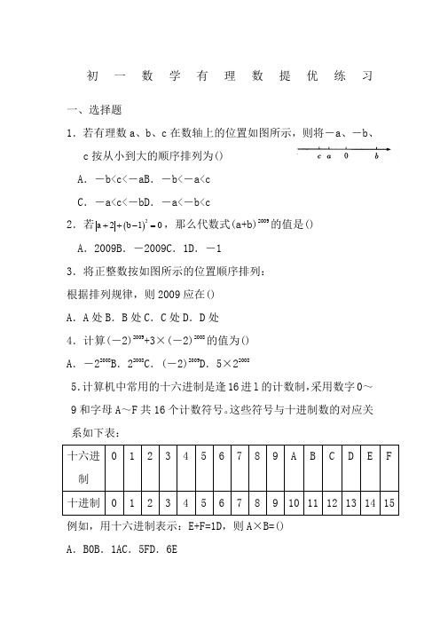 初一数学有理数提优练习