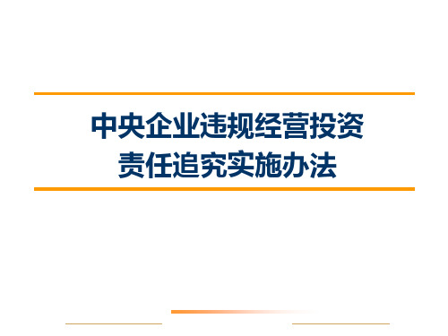 中央企业违规经营投资责任追究实施办法——培训【优质PPT】