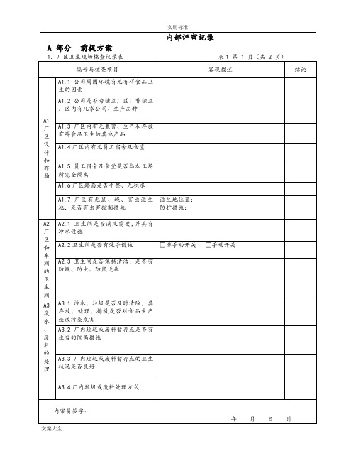 ISO22000体系验证-内审检查表