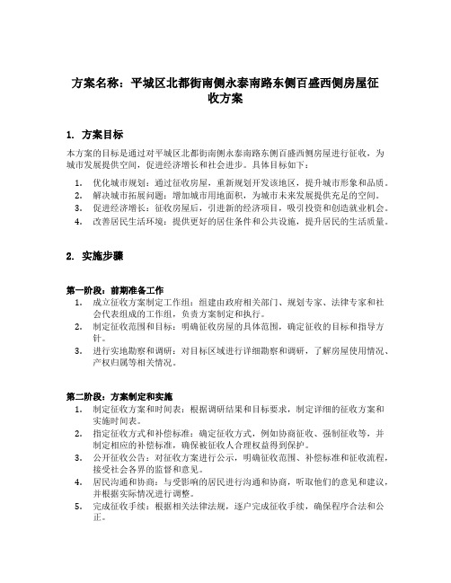 关于平城区北都街南侧永泰南路东侧百盛西侧房屋征收方案