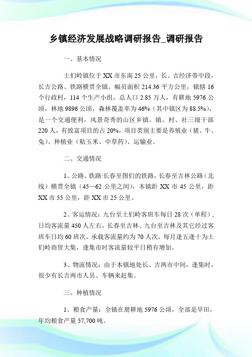 乡镇经济发展战略调研汇报_调研汇报.doc