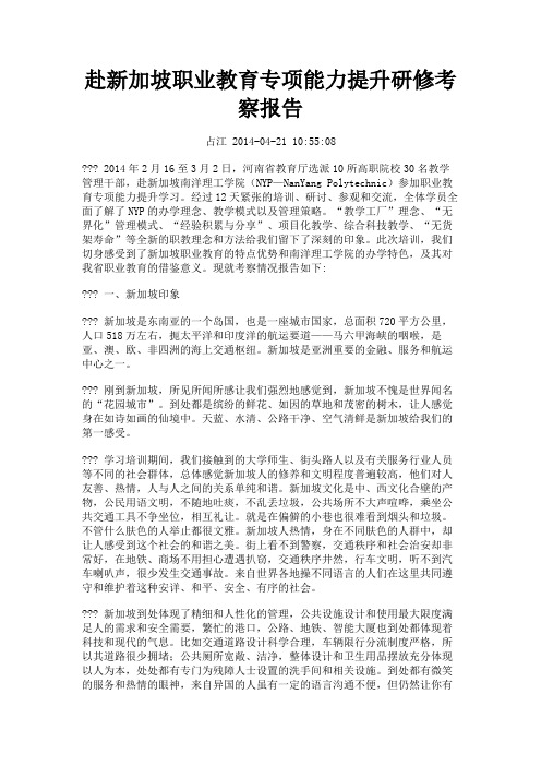 赴新加坡职业教育专项能力提升研修考察报告-河南职业技术学院