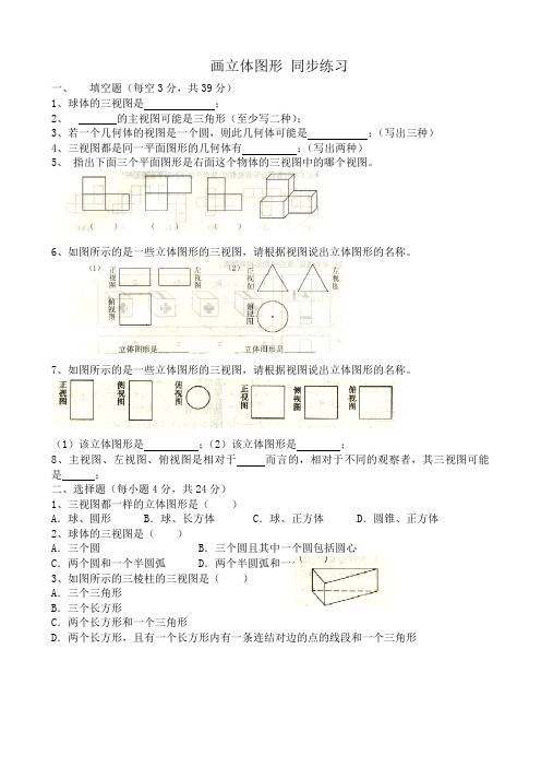 华师大版七年级数学上册画立体图形 同步练习