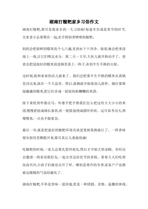 湖南打糍粑家乡习俗作文