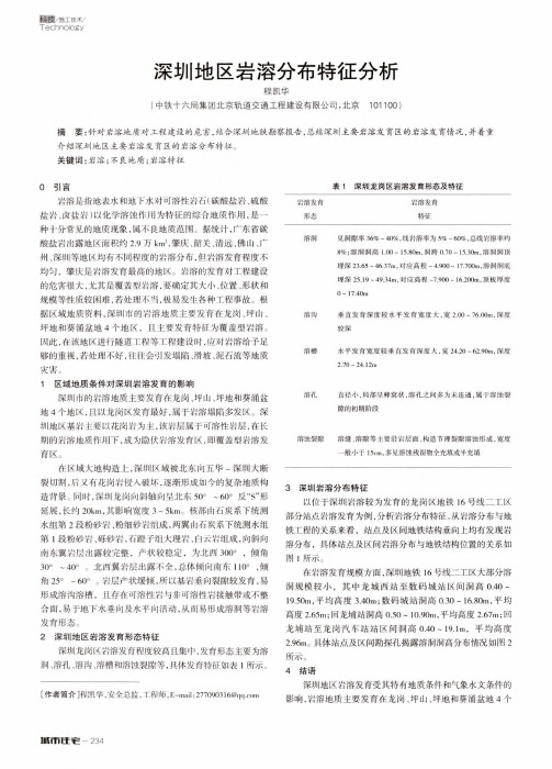 深圳地区岩溶分布特征分析