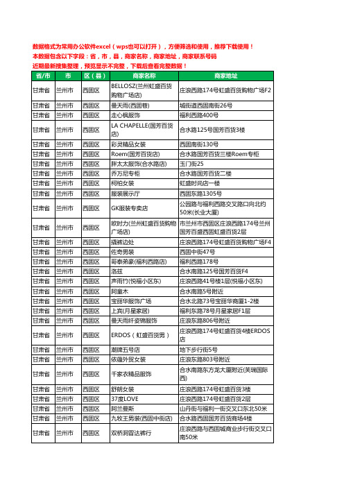 2020新版甘肃省兰州市西固区服装工商企业公司商家名录名单黄页联系电话号码地址大全168家