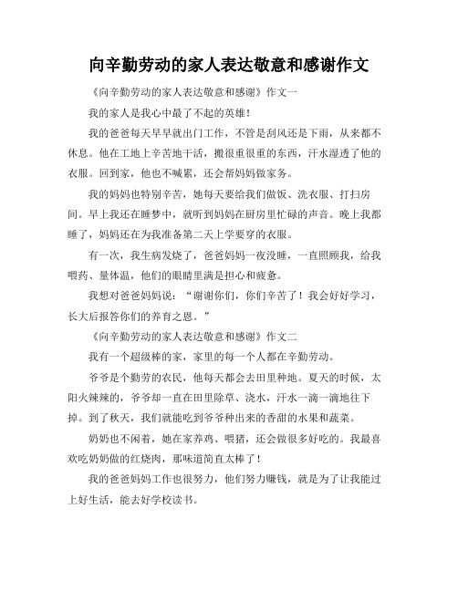 向辛勤劳动的家人表达敬意和感谢作文