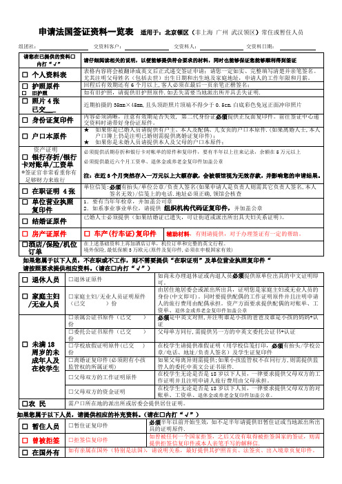 法国个人旅游签证资料-北京