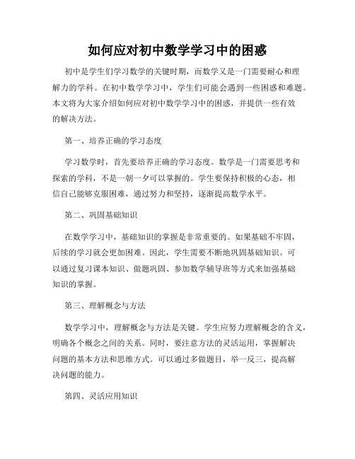 如何应对初中数学学习中的困惑