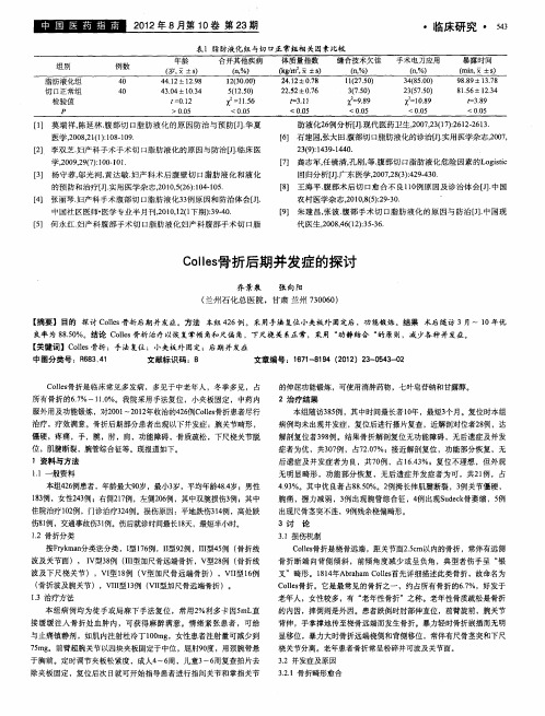 Colles骨折后期并发症的探讨