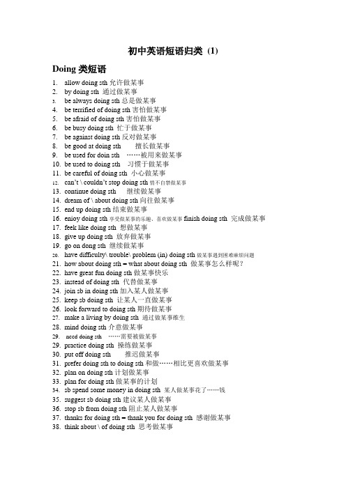 初中英语短语归类哪些doing哪些to-do讲课讲稿