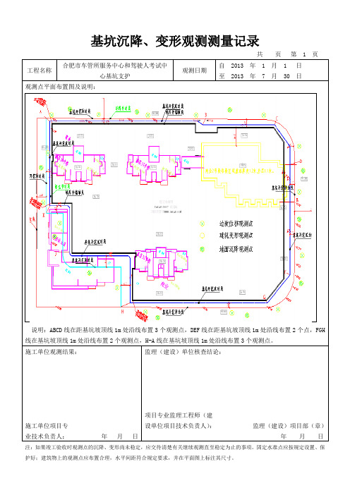 基坑沉降观测记录表