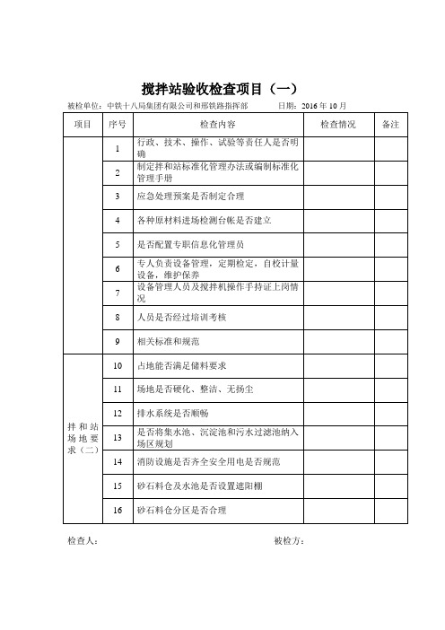 混凝土搅拌站验收检查项目