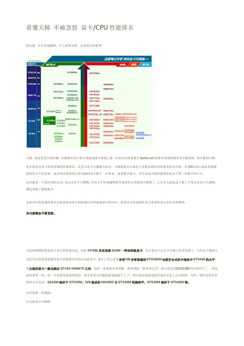 看懂天梯 不被忽悠 显卡CPU性能排名