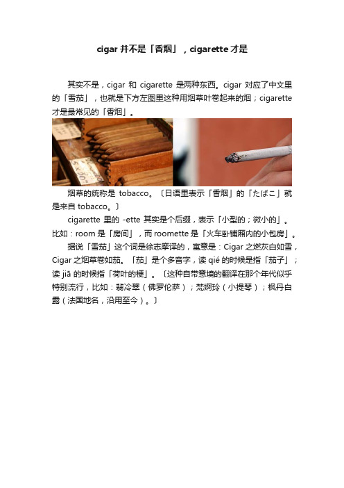 cigar并不是「香烟」，cigarette才是