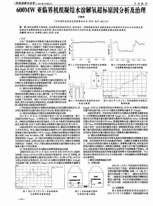 600MW亚临界机组凝结水溶解氧超标原因分析及治理