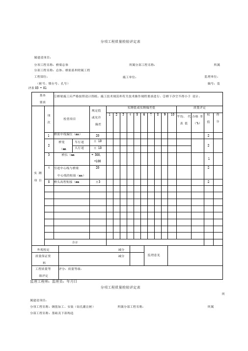 公路桥梁分项工程质量检验评定表