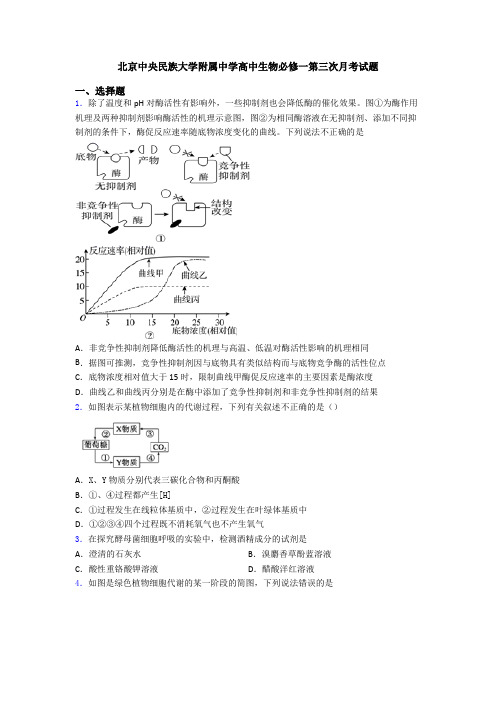 北京中央民族大学附属中学高中生物必修一第三次月考试题