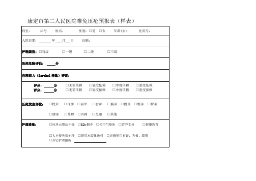 压疮高危上报表