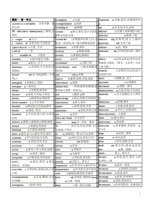 牛津高中英语单词表M1-M11_便于打印_无广告!