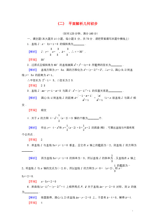 2018版高中数学第二章平面解析几何初步章末综合测评苏教版必修220170722269